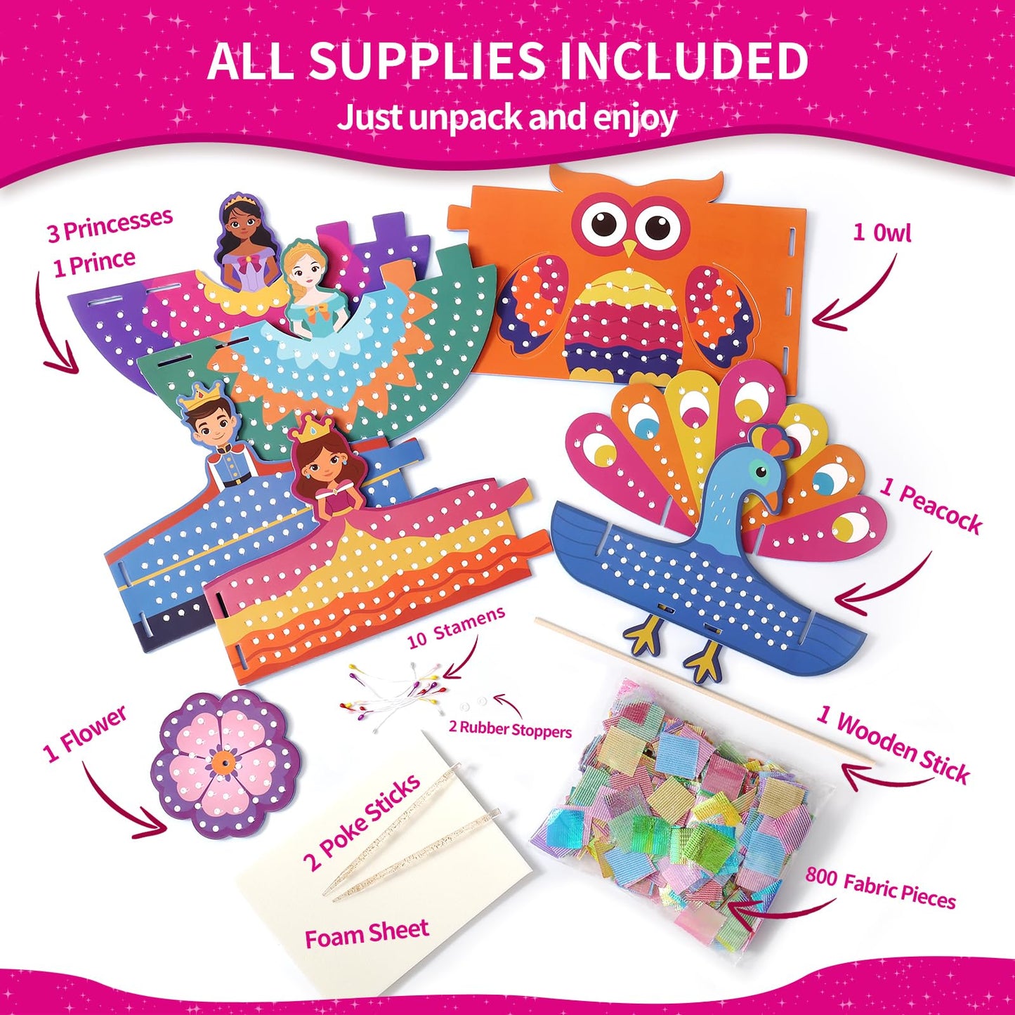Kit de arte Princess Poke, fácil de usar, divertido y creativo, manualidades 3D sin desorden