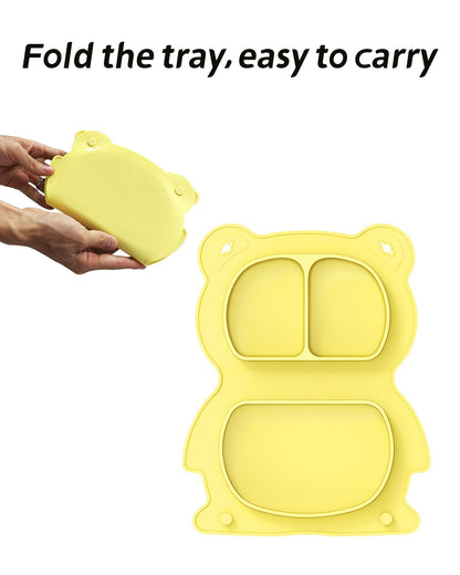 Set de plato dividido con cubiertos y babero de Silicon