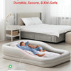 QPAU Cama inflable de viaje para niños pequeños con parachoques de seguridad de 3 lados