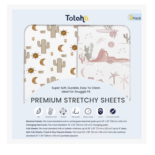 TotAha Cactus Pack N Play - Sábanas para cunas portátiles