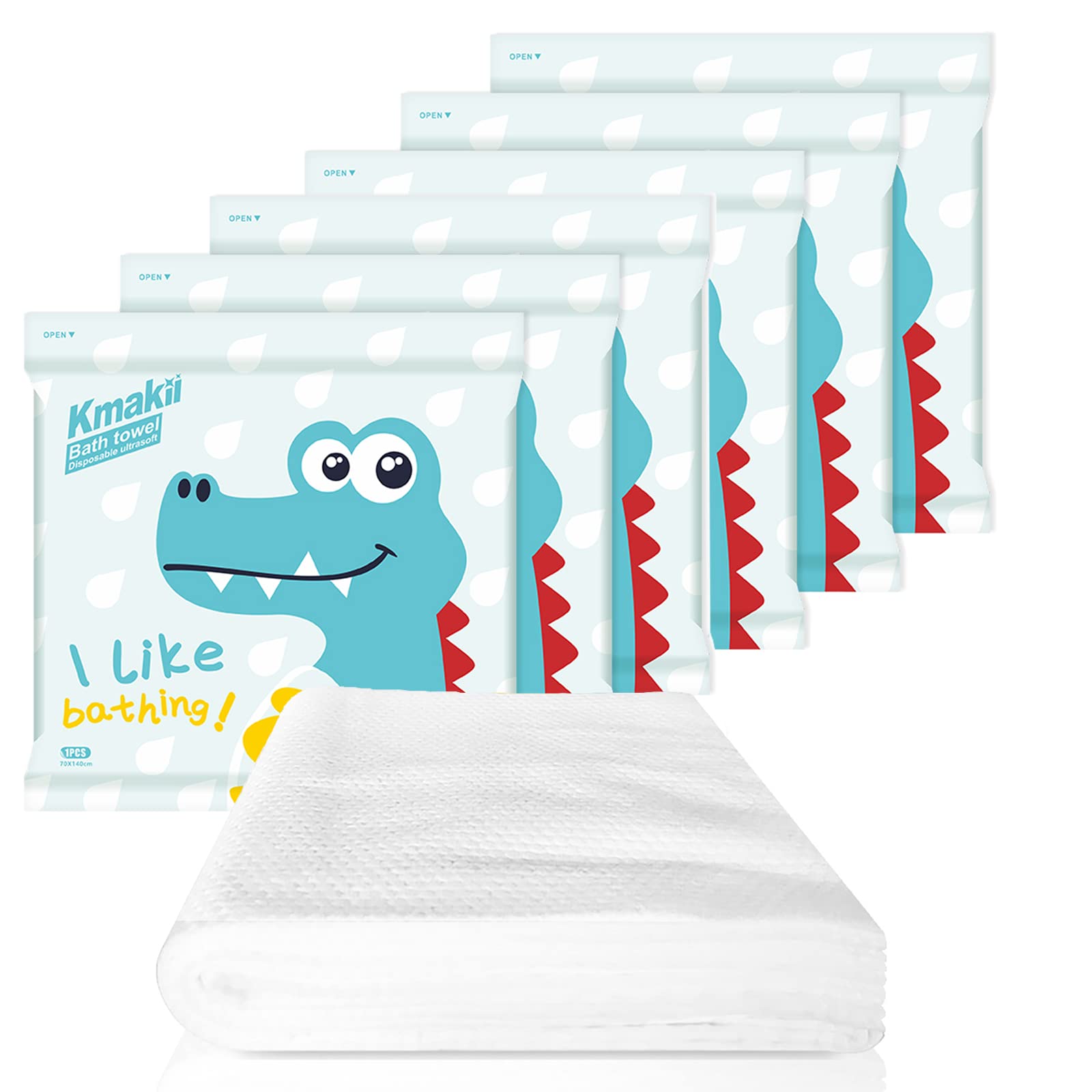 6 Toallas de baño desechables KMAKII, tamaño grande 55 x 28 pulgadas