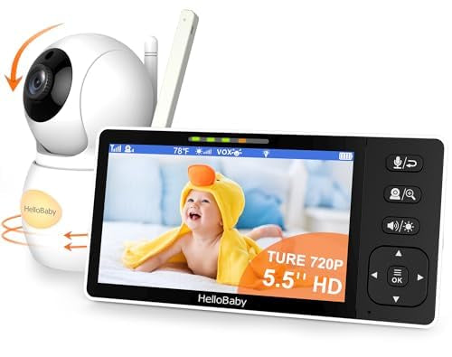 HelloBaby Monitor de bebé HD 720P de 5.5 pulgadas con cámara y audio sin WiFi