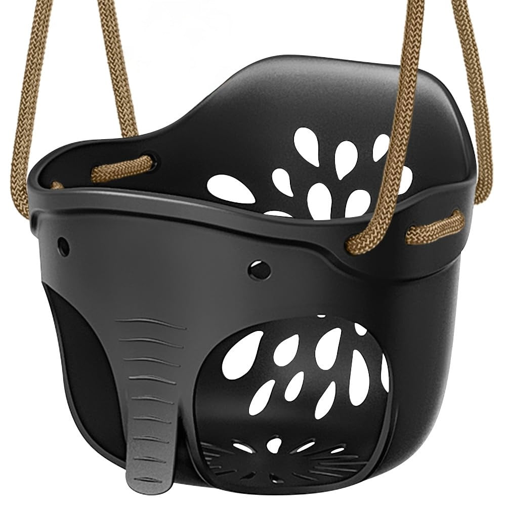 Asiento de columpio de respaldo alto para niños pequeños con cuerda ajustable