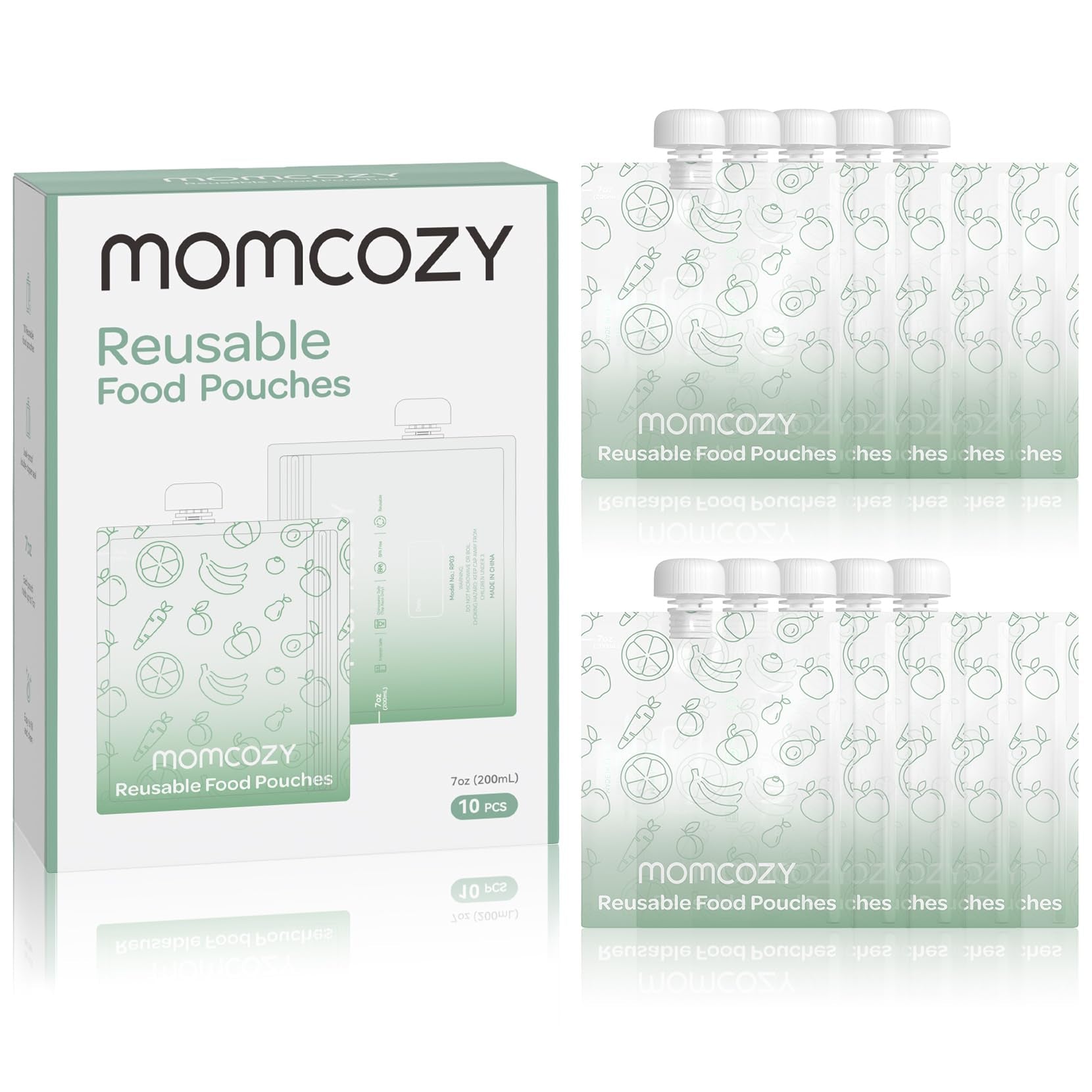 Momcozy Bolsas reutilizables para alimentos para bebés, 10 bolsas de 7oz