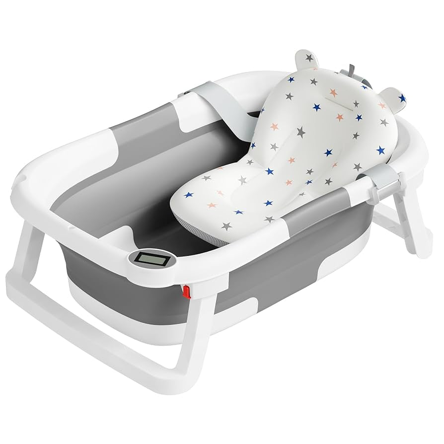 Bañera plegable para bebé recién nacido con termómetro