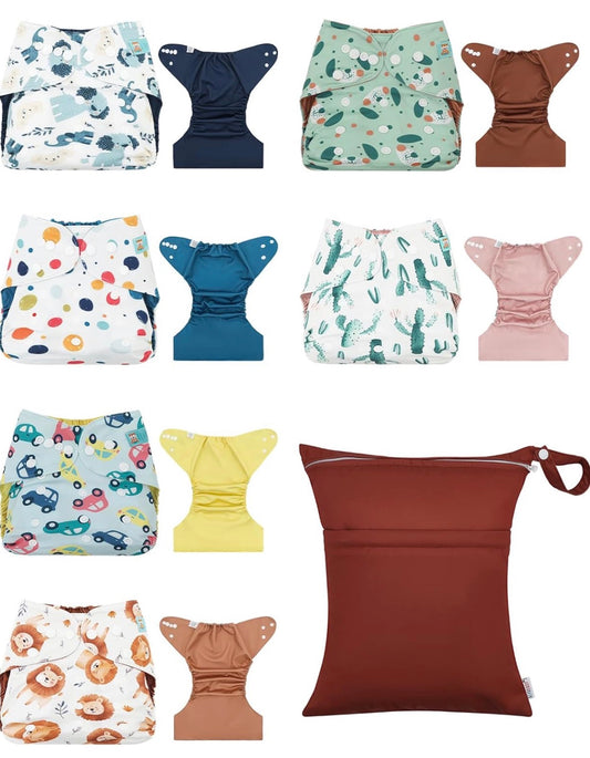 Cubiertas para pañales de tela ALVA Baby con una bolsa impermeable,  de 6.6 a 33 libras
