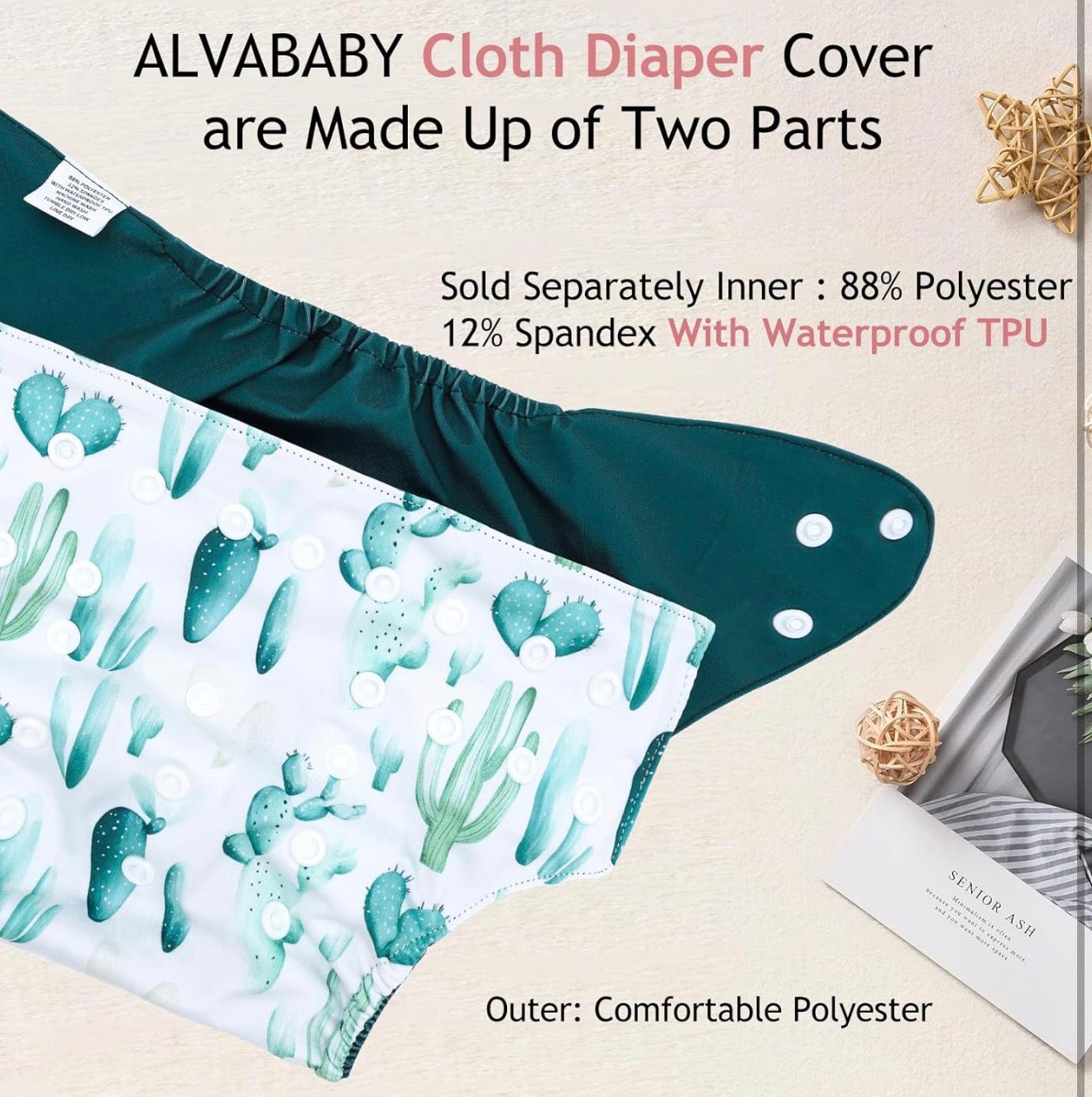 Cubiertas para pañales de tela ALVA Baby con una bolsa impermeable,  de 6.6 a 33 libras
