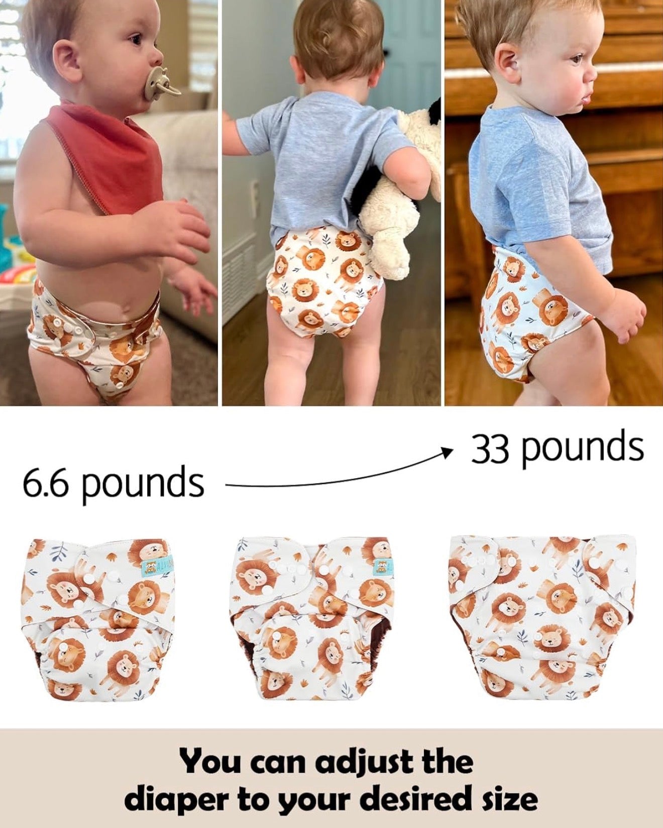 Cubiertas para pañales de tela ALVA Baby con una bolsa impermeable,  de 6.6 a 33 libras