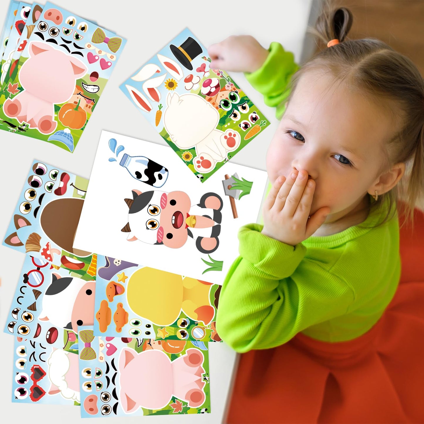 Juego de recuerdos de fiesta de cumpleaños de animales de granja, 82 unidades, máscaras de animales de granero, llaveros y pulseras de paja, pulseras de goma, regalo para niños