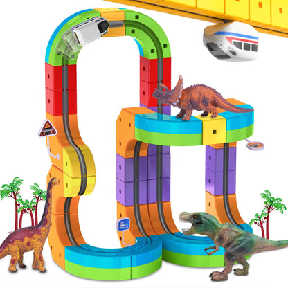 Juego de tren eléctrico con pistas de carreras flexibles y mágicas 3D para niños