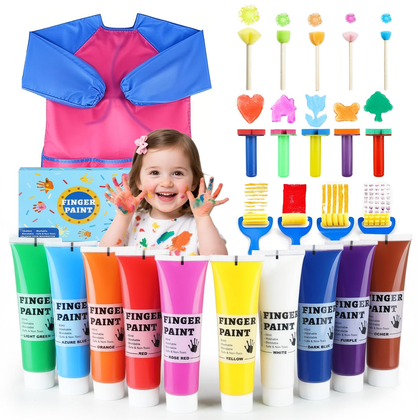 TMOL - Pintura Lavable para Dedos para niños, 25 Pinturas para Dedos no tóxicas