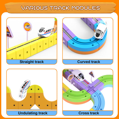 Juego de tren eléctrico con pistas de carreras flexibles y mágicas 3D para niños