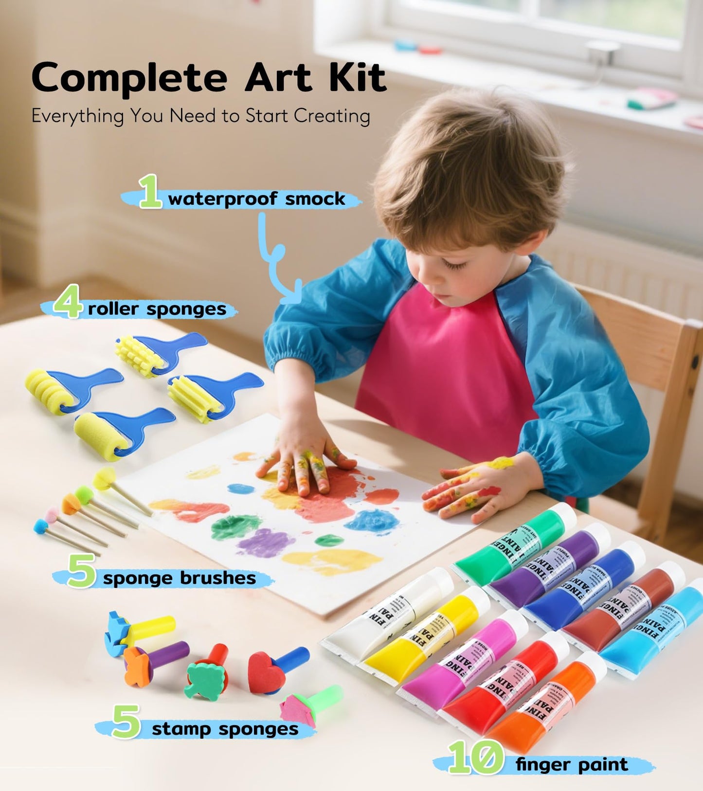 TMOL - Pintura Lavable para Dedos para niños, 25 Pinturas para Dedos no tóxicas