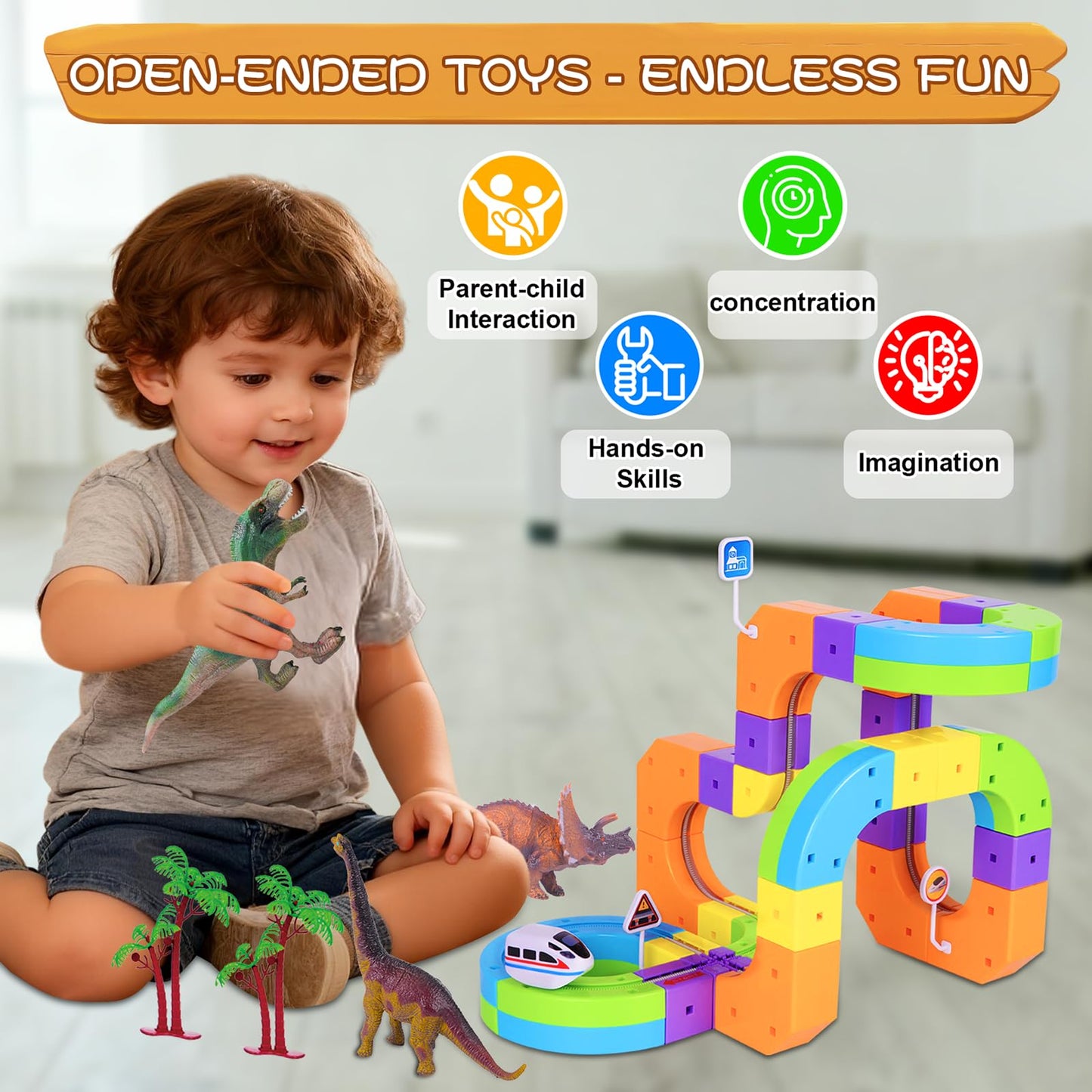 Juego de tren eléctrico con pistas de carreras flexibles y mágicas 3D para niños