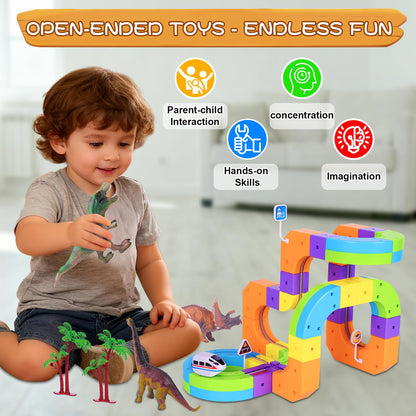 Juego de tren eléctrico con pistas de carreras flexibles y mágicas 3D para niños