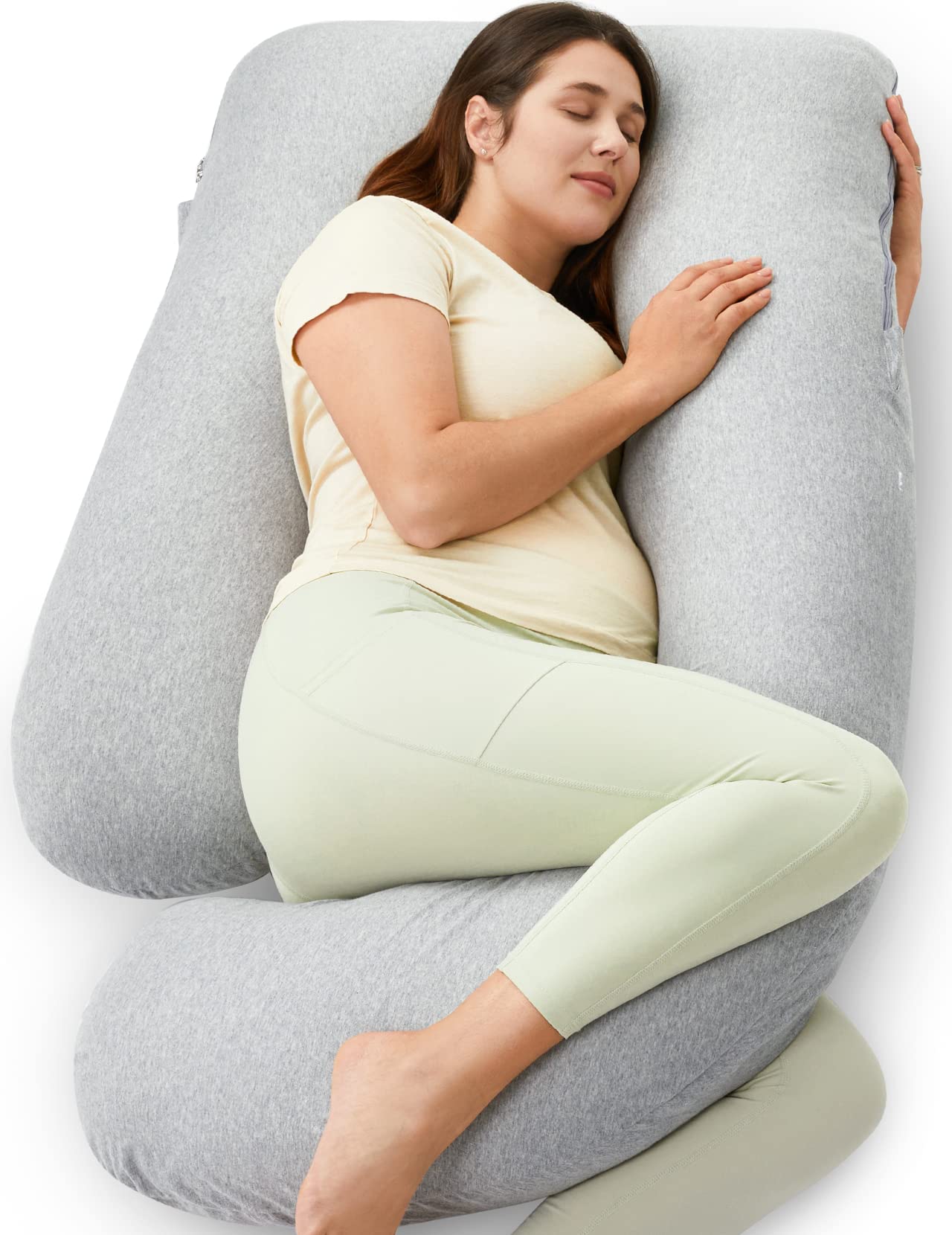 Momcozy Almohadas de embarazo en forma de U con algodón extraíble