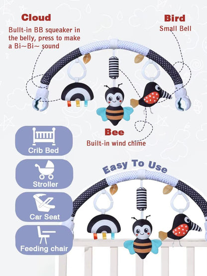 Juguetes de arco de cochecito de bebé, para asiento de automóvil