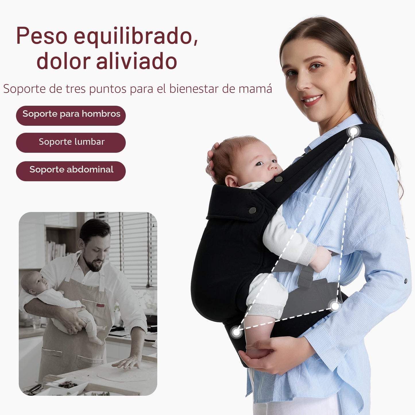 Momcozy Portabebés ergonómico, acogedor y ligero para 7-45 libras