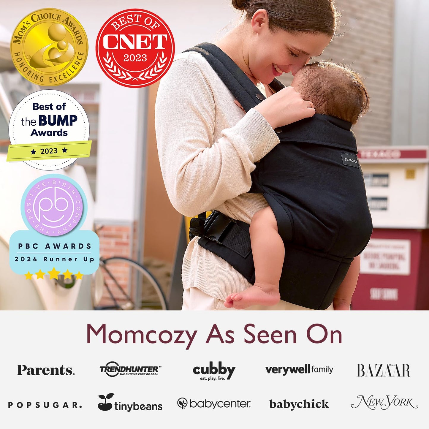 Momcozy Portabebés ergonómico, acogedor y ligero para 7-45 libras