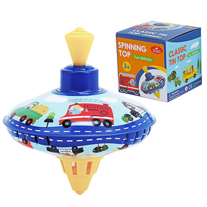 Juguete retro de lata giratoria para niños
