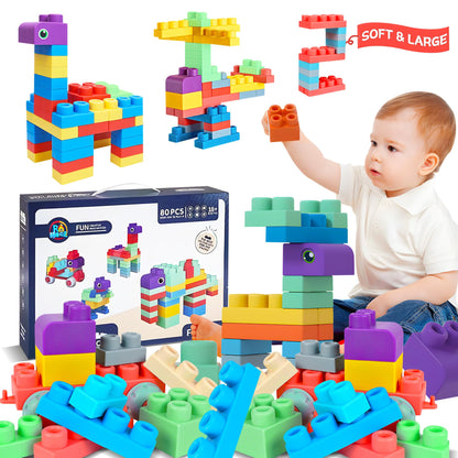 Juego de bloques suaves para bebés, 80 piezas