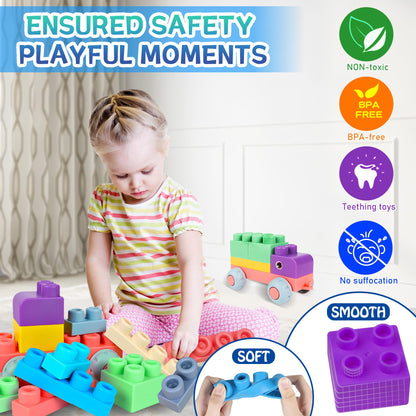 Juego de bloques suaves para bebés, 80 piezas