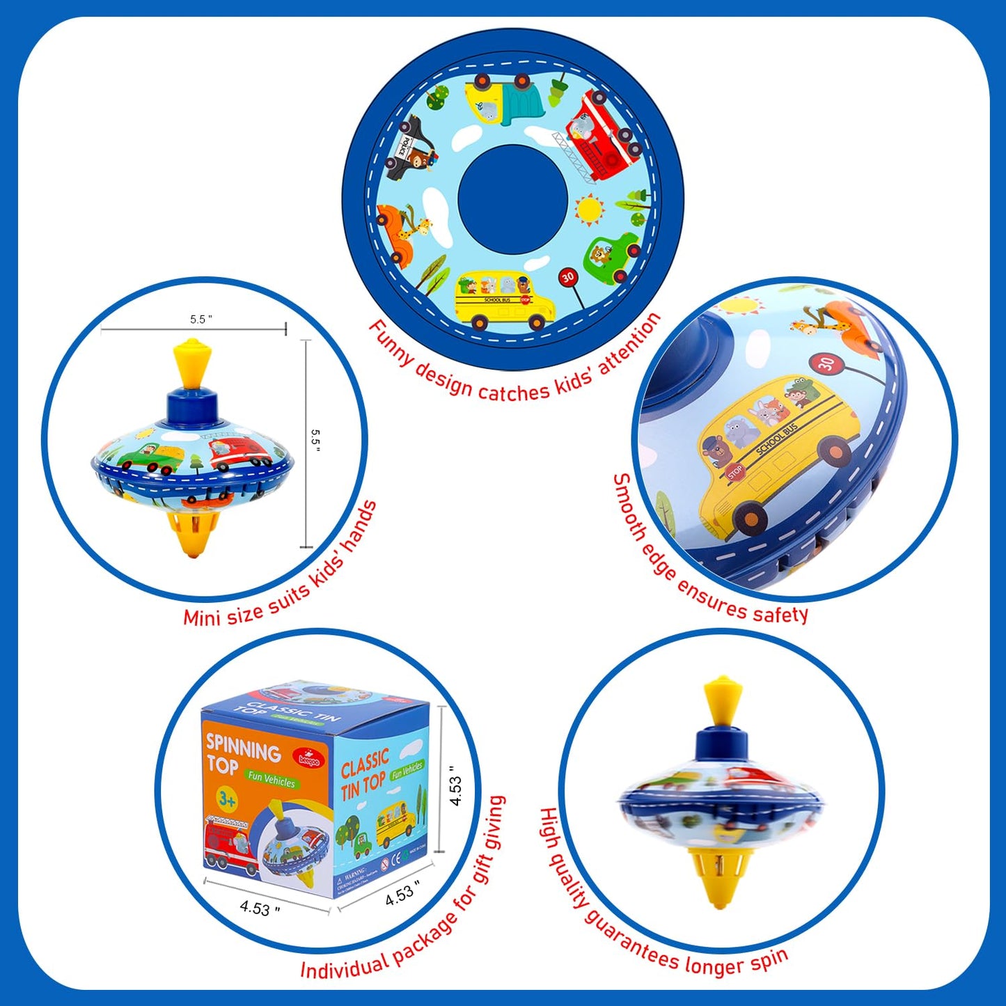 Juguete retro de lata giratoria para niños