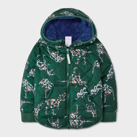 Toddler Boys' Dino Printed Quilted Reversible Puffer Jacket - Cat & Jack, 5 años