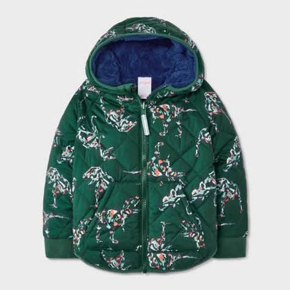 Toddler Boys' Dino Printed Quilted Reversible Puffer Jacket - Cat & Jack, 5 años