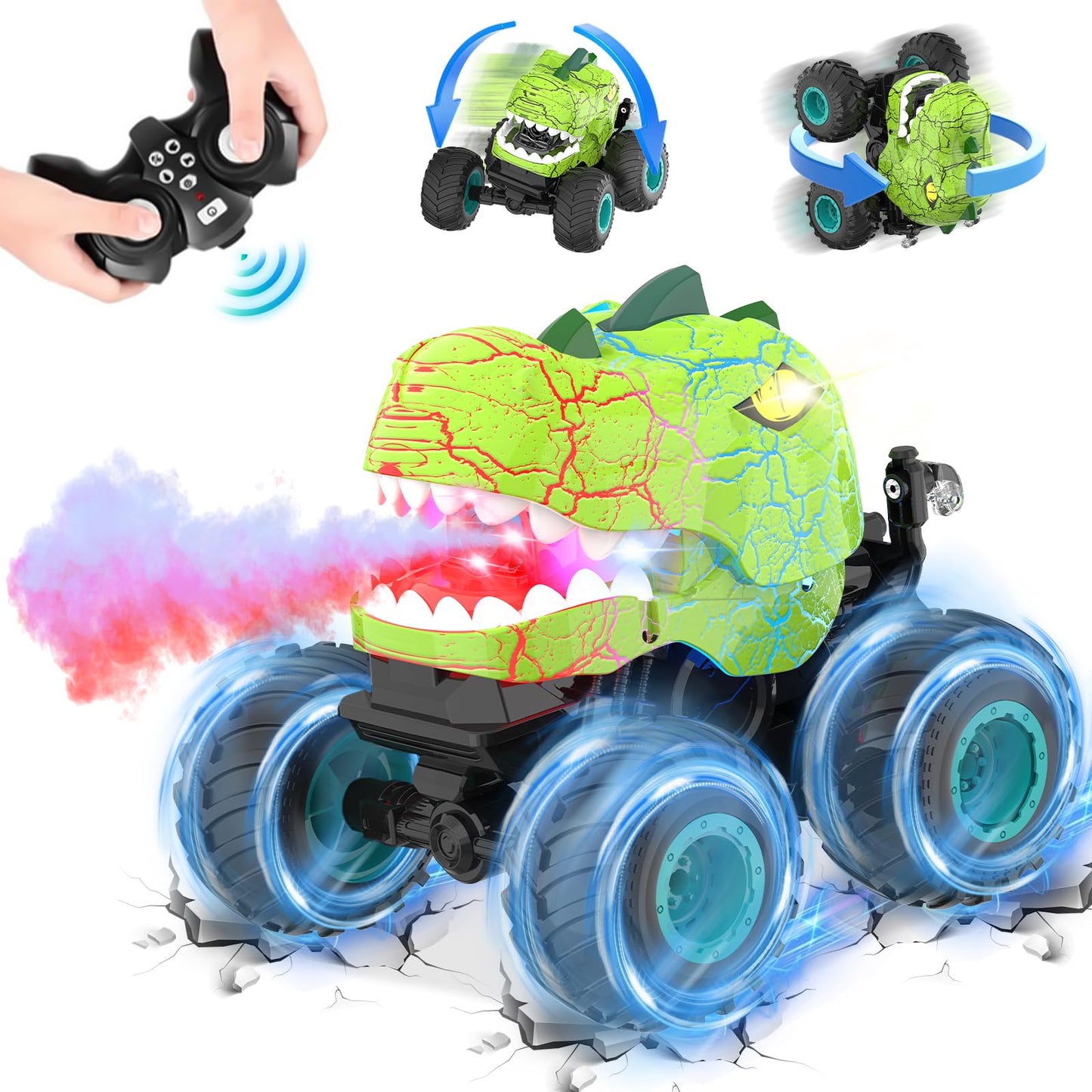 Monster Truck Toys - Camión monstruo de control remoto con aerosol y luz