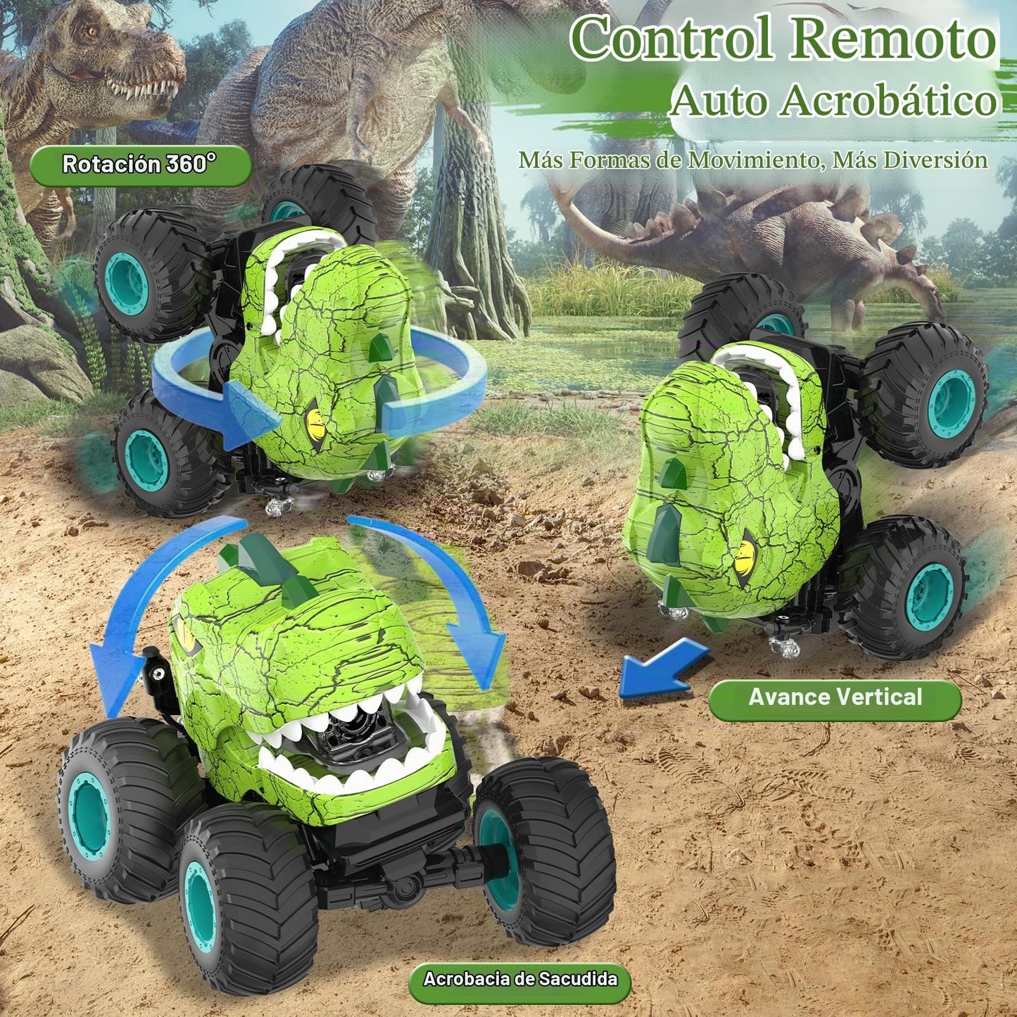 Monster Truck Toys - Camión monstruo de control remoto con aerosol y luz