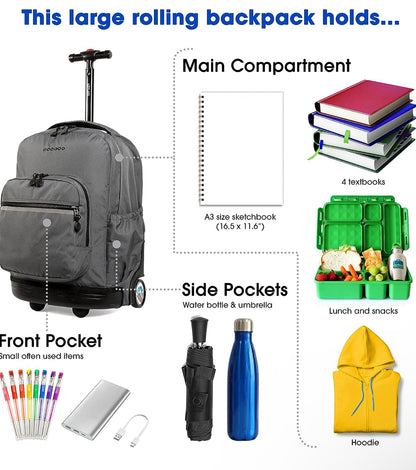 J World New York Sunrise - Mochila con ruedas, gris