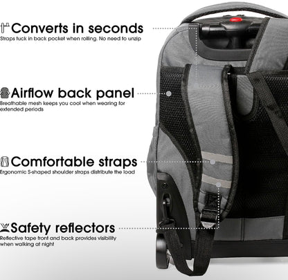 J World New York Sunrise - Mochila con ruedas, gris