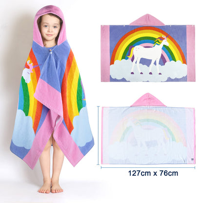 FLYISH DIRECT Toalla Infantil con Capucha, 100% Algodón Toalla de Playa, 127 x 76cm