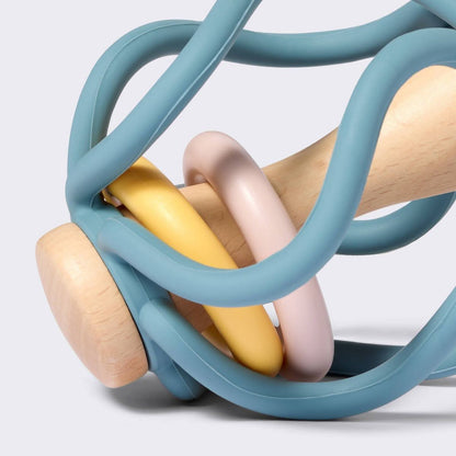 Silicone and Wood Ball Rattle Baby Toy - Cloud Island