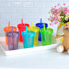 Youngever 7 juegos de vasos de plástico para niños con tapas y pajitas