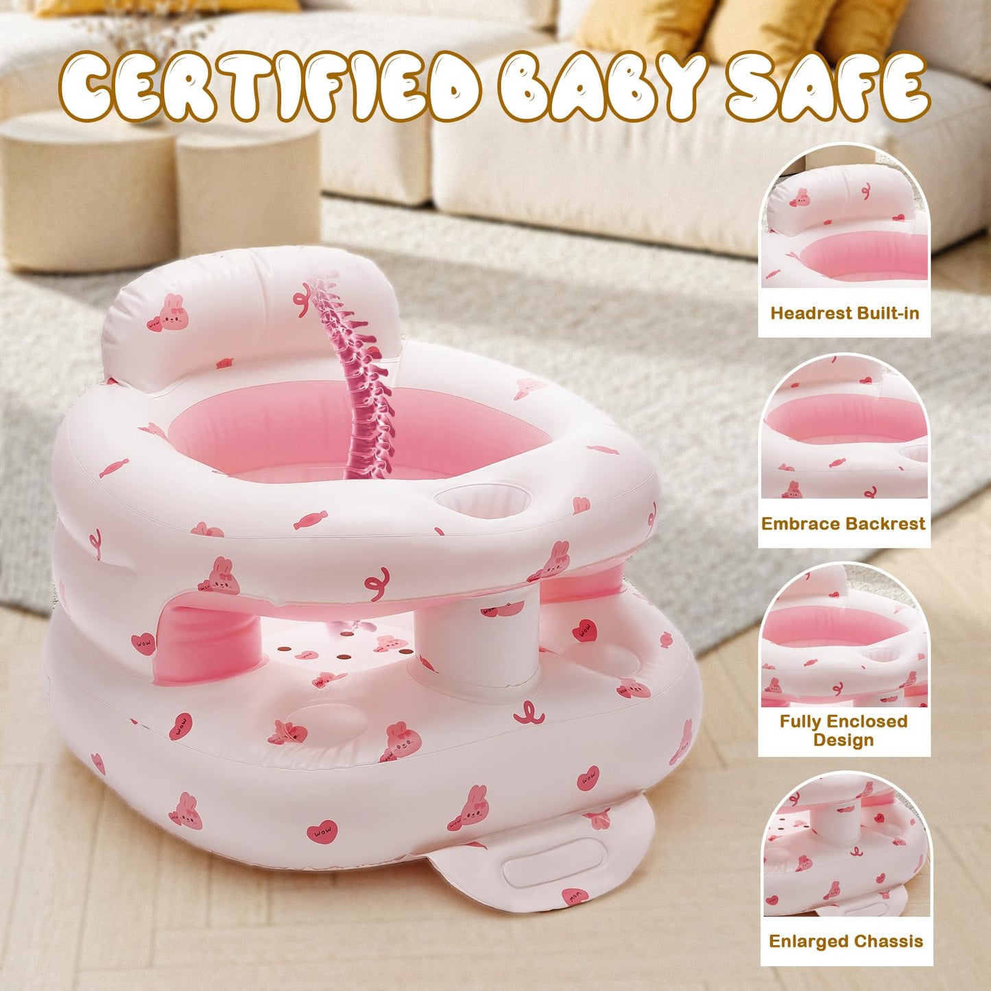 Asiento inflable de bebé para bebés de 3 a 36 meses