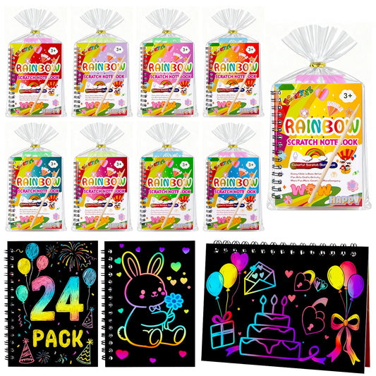 Juego de 24 cuadernos de arte para raspar con efecto arcoíris