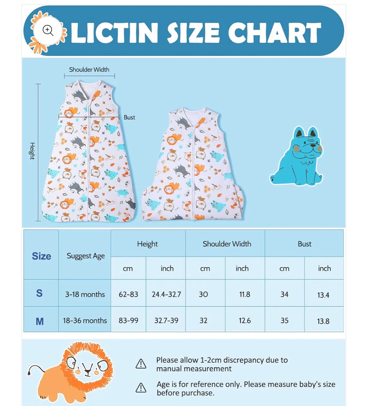 Saco de dormir para bebé Lictin 2.5 TOG, talla única