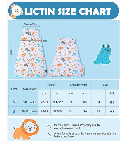 Saco de dormir para bebé Lictin 2.5 TOG, talla única