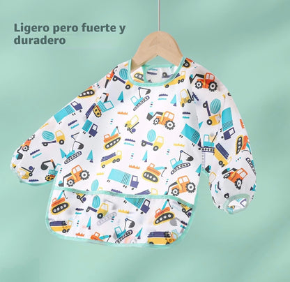 Paquete de 5 baberos de manga larga, impermeables para bebés de 6 a 30 meses