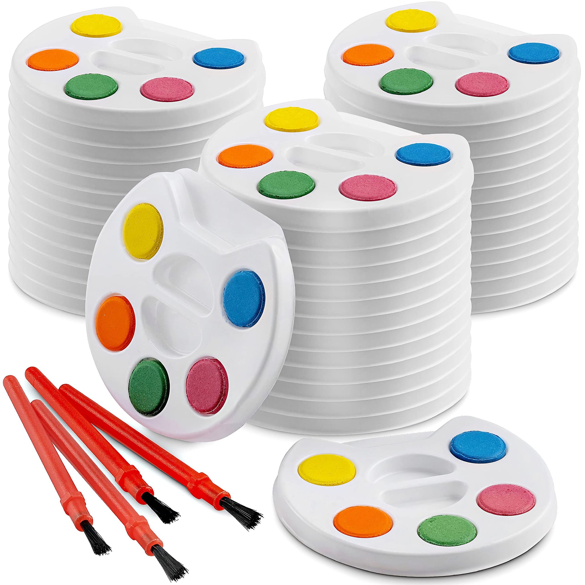 Bedwina - Paquete de 24 juegos de paletas de acuarela de 5 colores lavables y pincel para dar como recuerdos de fiestas