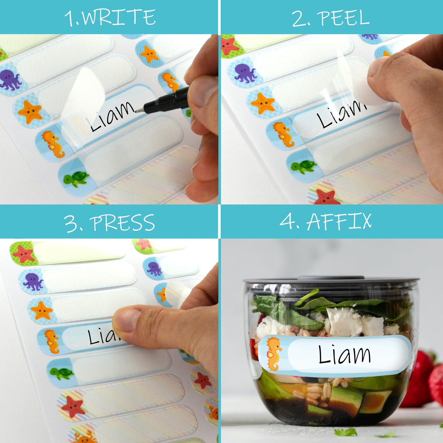 QIVIP - Etiquetas de nombre multiusos surtidas, impermeables, aptas para lavavajillas, microondas, autolaminadas, 85 piezas