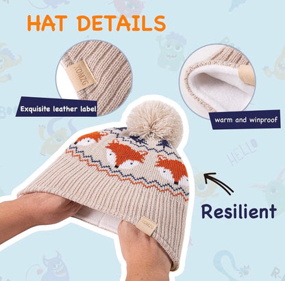 Gorro de punto para niños pequeños con orejeras con forro polar para niños