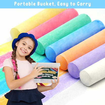 61 PCS Jumbo Sidewalk Chalks Set for Kids, 7 Colors