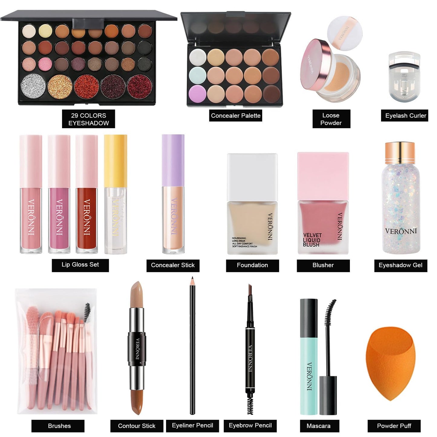 VERONNI Kit de maquillaje todo en uno