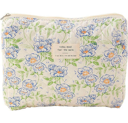 Bolsa de maquillaje de algodón estampada