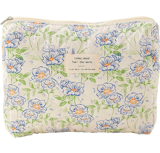 Bolsa de maquillaje de algodón estampada
