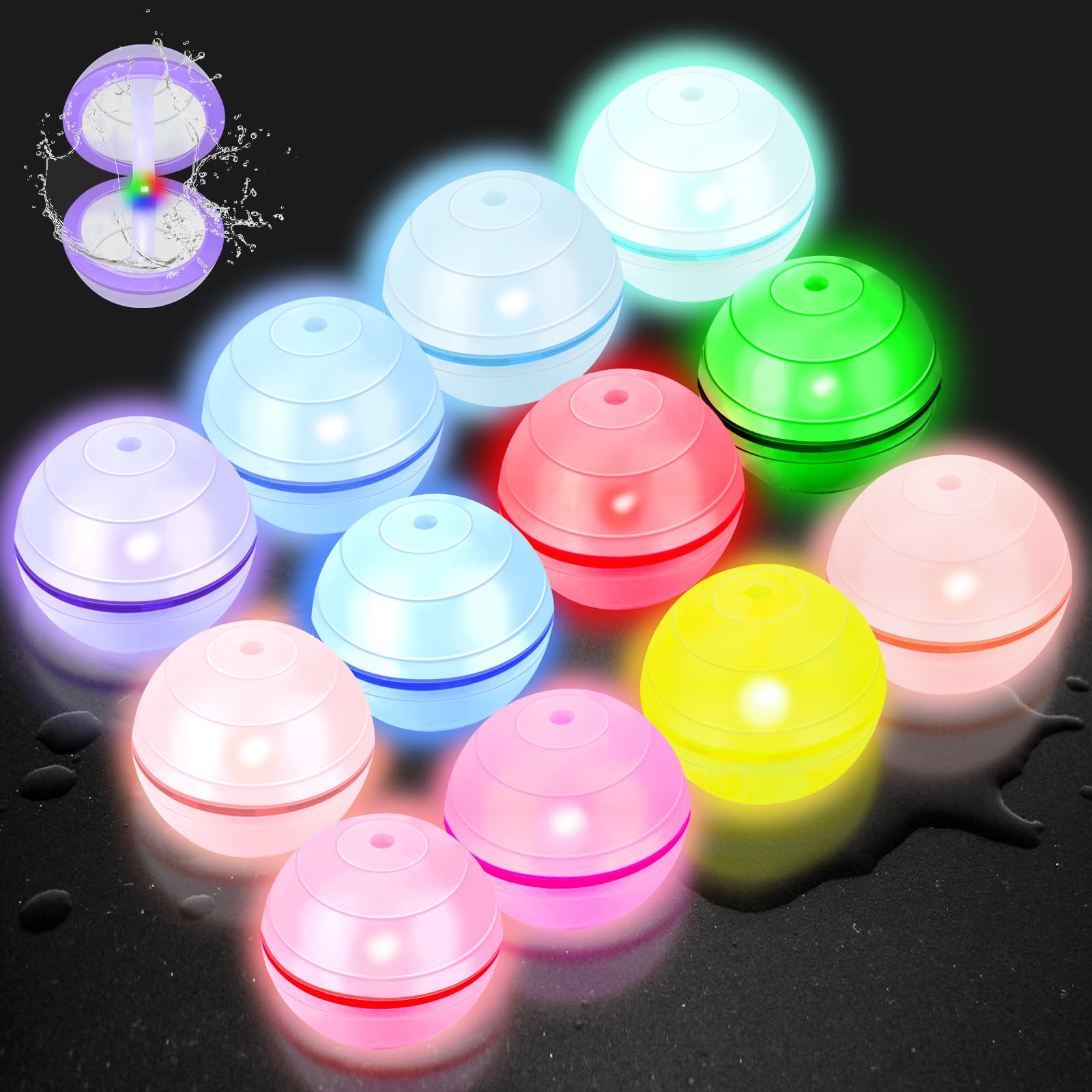 12 globos de agua LED