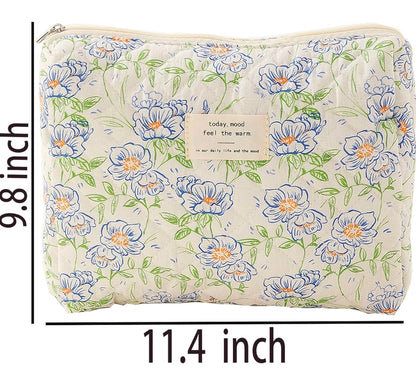 Bolsa de maquillaje de algodón estampada